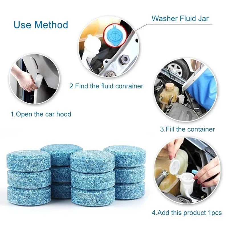 Solid Cleaner Car Windscreen Cleaner Effervescent Tablet Auto Wiper Glass Solid Cleaning Concentrated Tablets Detergent